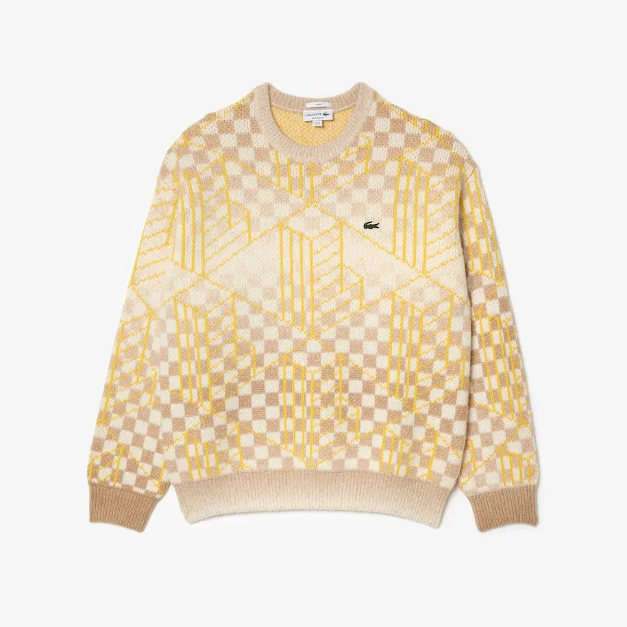 Unisex Monogram Alpaca Sweater Brown / White / Yellow