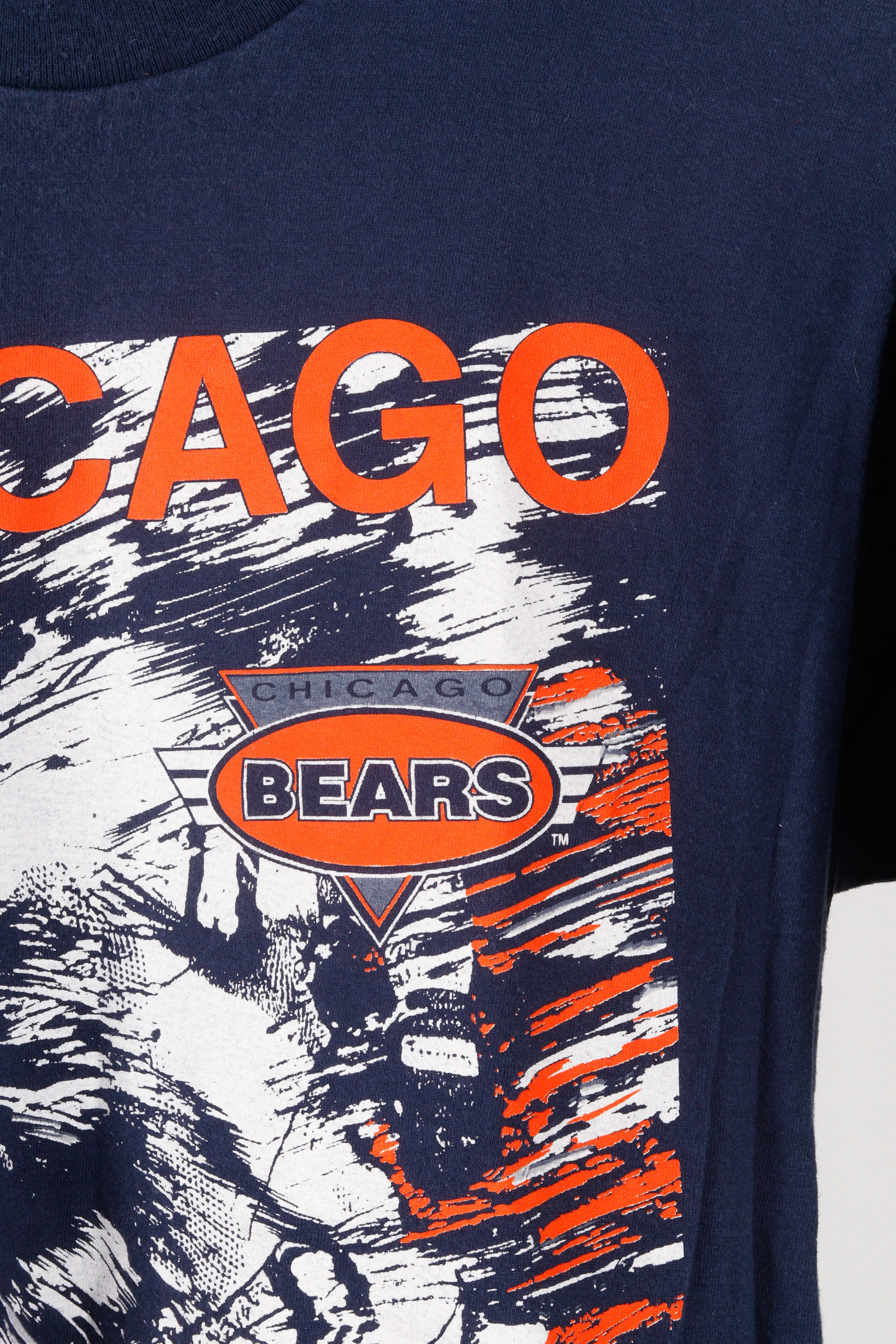 Vintage 90's Chicago Bears 'Player Motion Graphic' T-Shirt Navy
