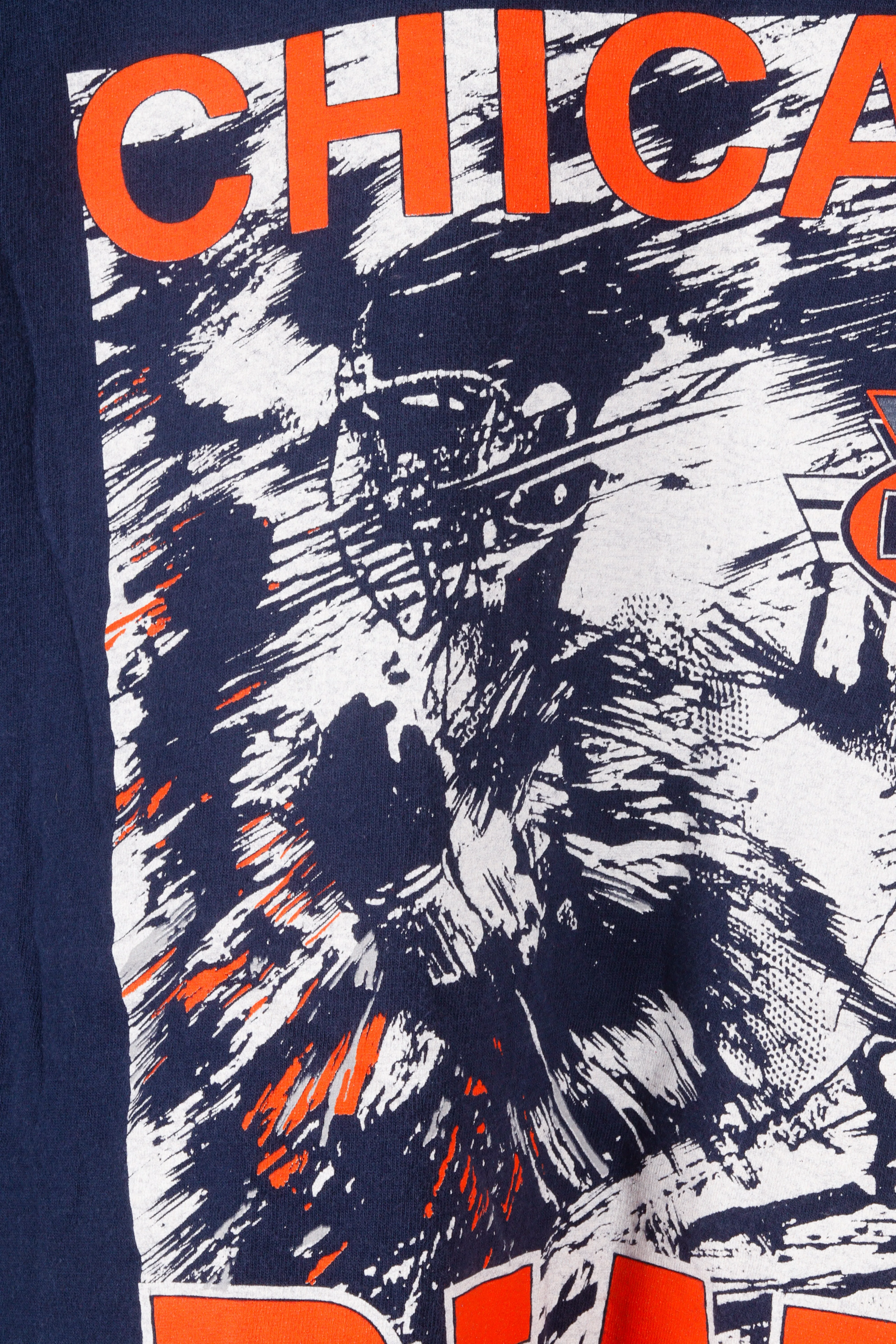 Vintage 90's Chicago Bears 'Player Motion Graphic' T-Shirt Navy