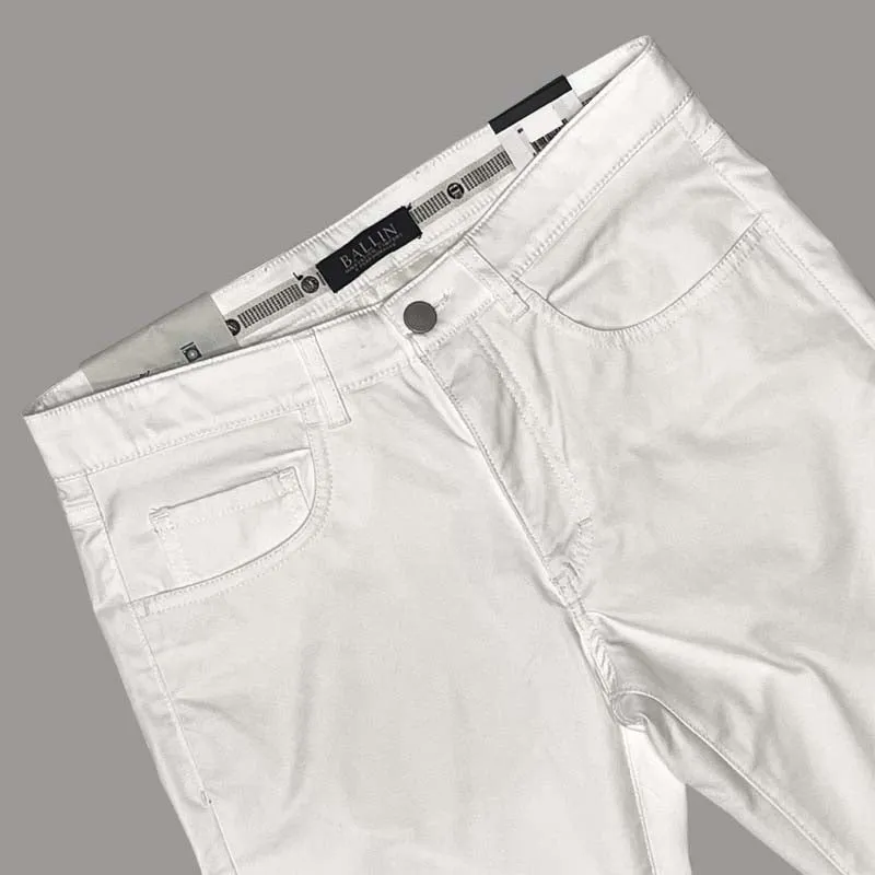 White Techno Gab Pant - Crescent Fit | Ballin