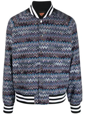 Zigzag-Print Bomber Jacket